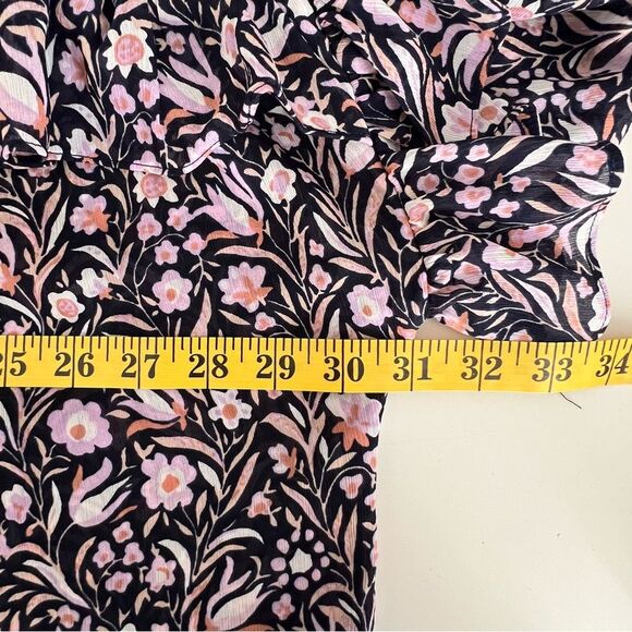 J. Crew Ditsy Flortal Crinkle Chiffon Top Size 3X Navy Flowy Loose Boho Cottage - Picture 9 of 13